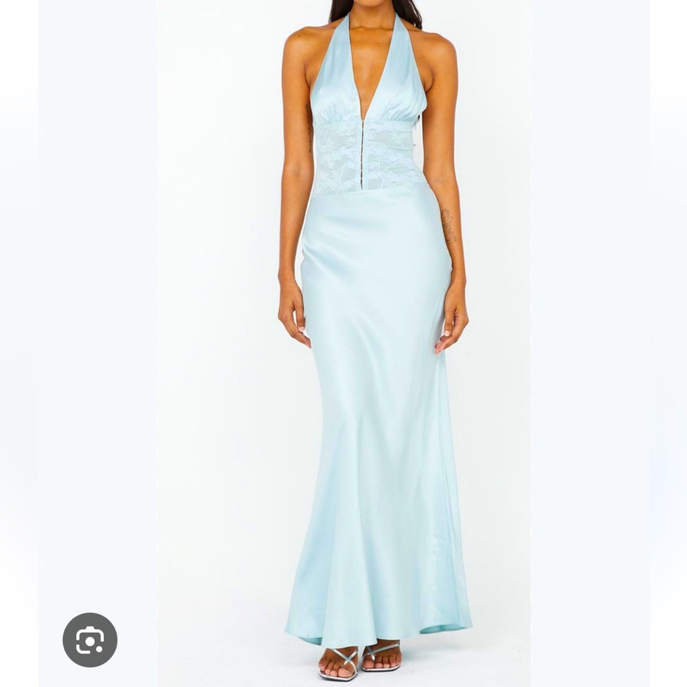 NWT Bec + Bridge Akari Cloud Blue Halter Dress